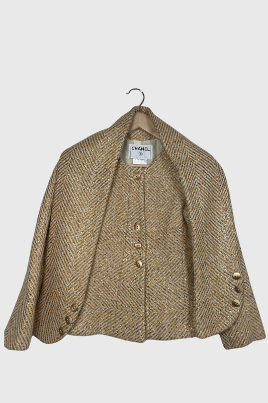 CHANEL Tweed Blazer mit Stola | 32