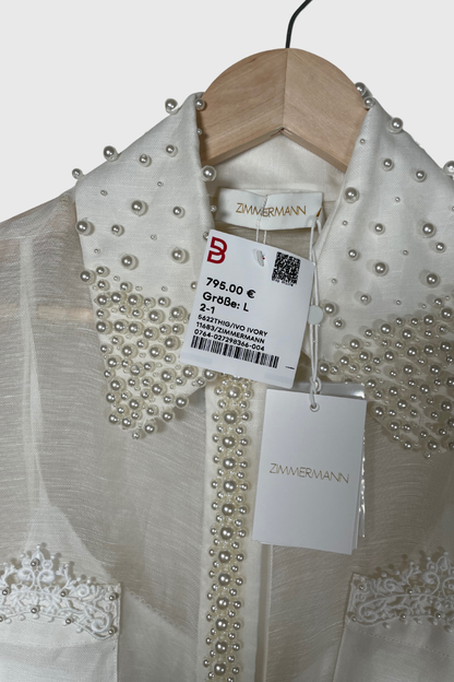 ZIMMERMANN High Tide Pearl Bluse | L
