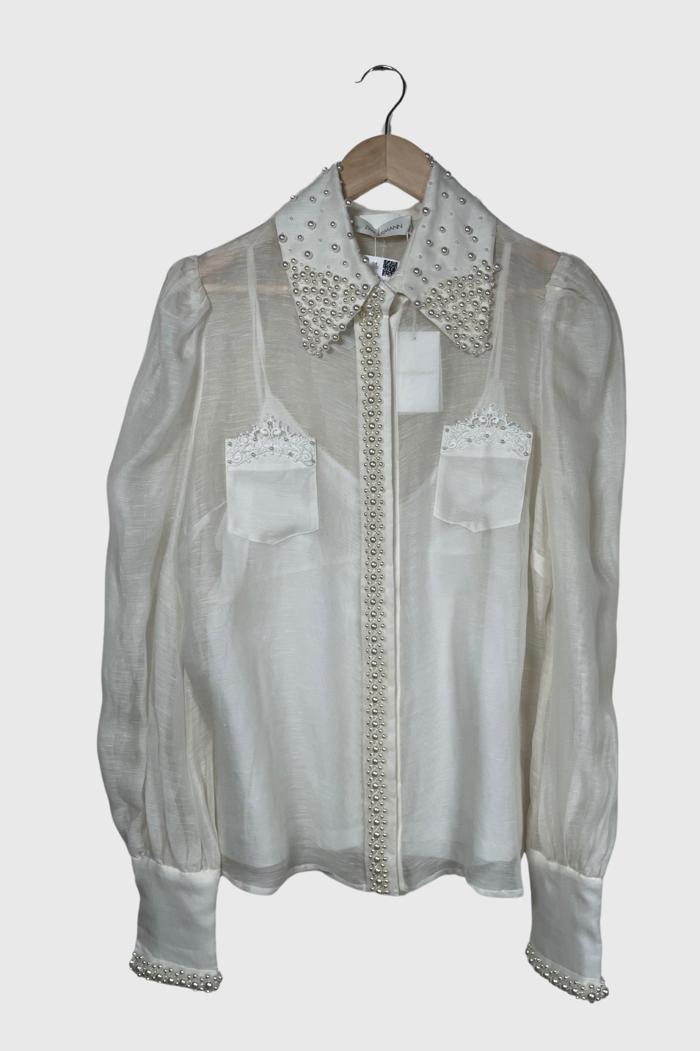 ZIMMERMANN High Tide Pearl Bluse | L