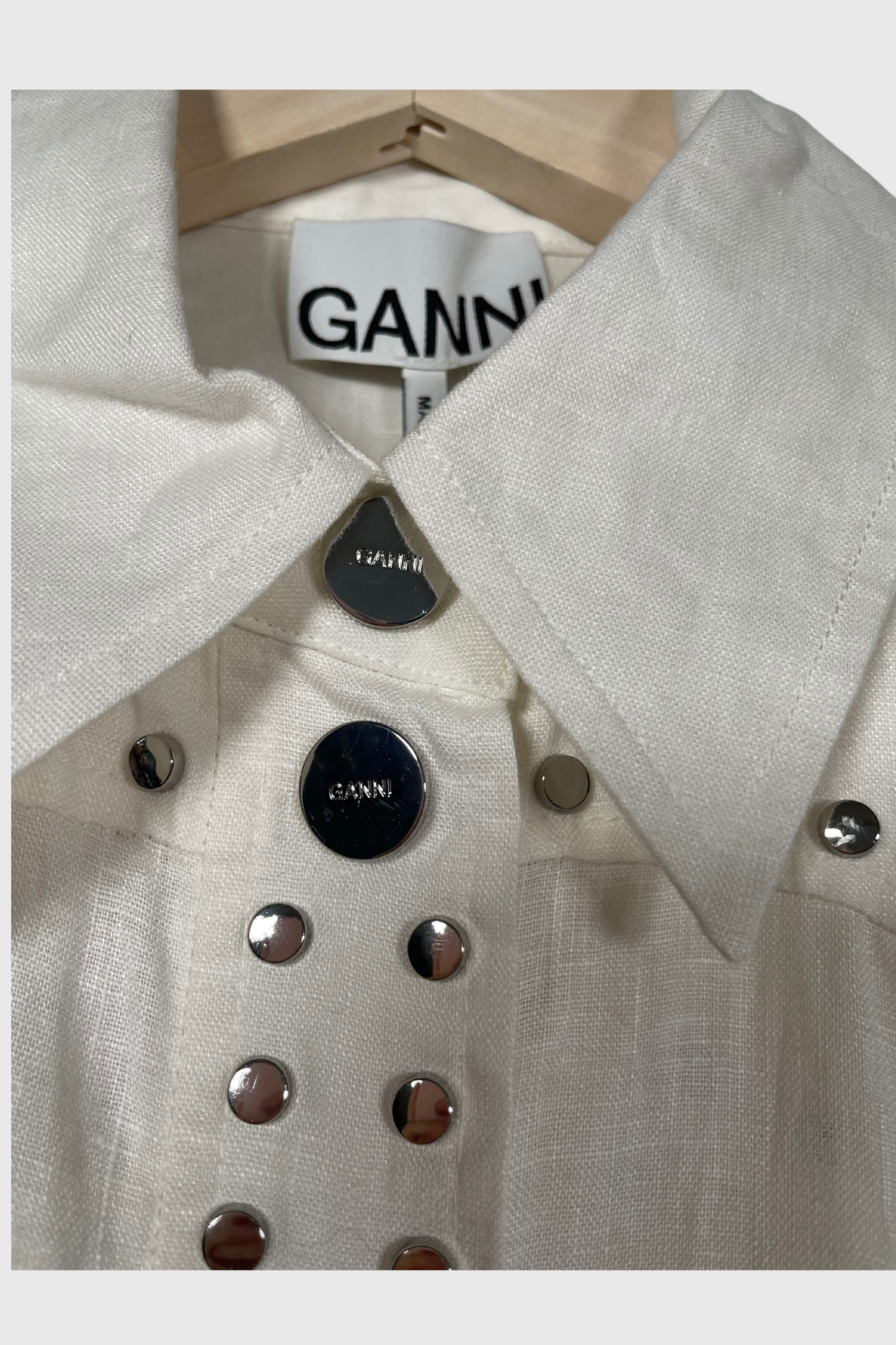 GANNI Studded Linen Shirt | 34