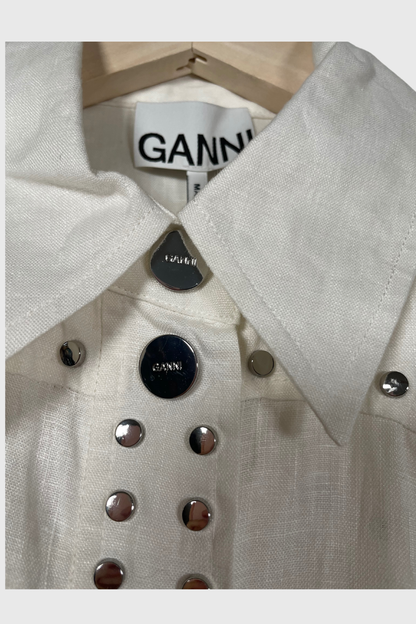 GANNI Studded Linen Shirt | 34