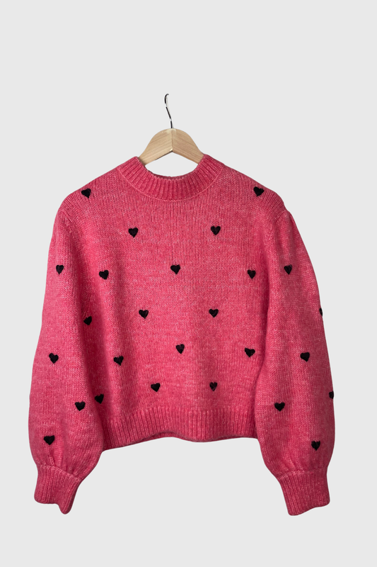 RIXO Ariana Heart Knit Pullover | XS