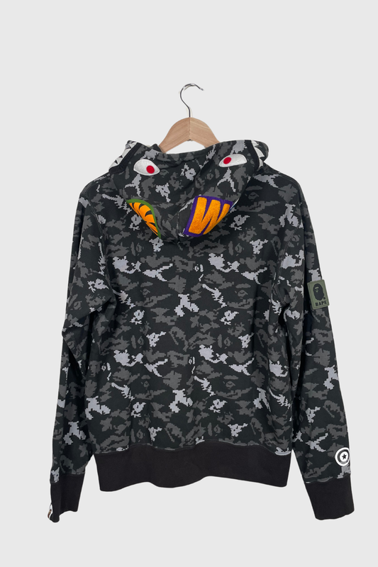 BAPE Digital Camo Shark Wide Hoodie | M