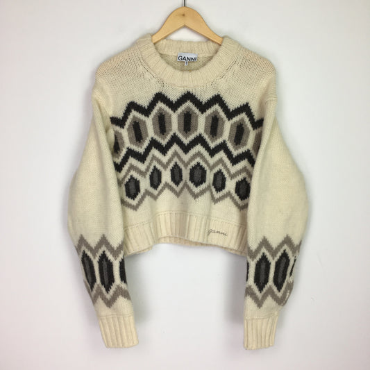GANNI Chunky Graphic Wool Pullover | S